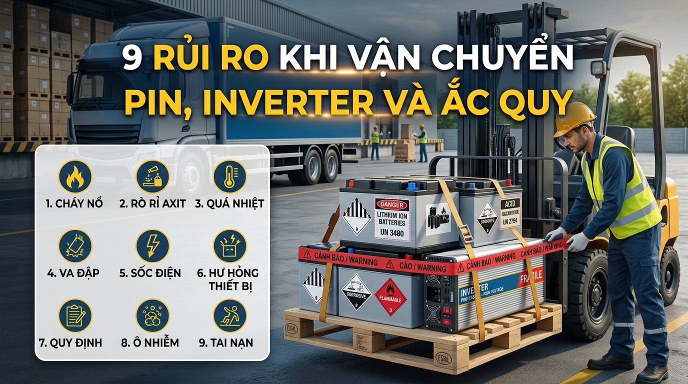 9 Rủi Ro Khi Vận Chuyển Pin, Inverter Và Ắc Quy 9 Rủi Ro Khi Vận Chuyển Pin, Inverter Và Ắc Quy