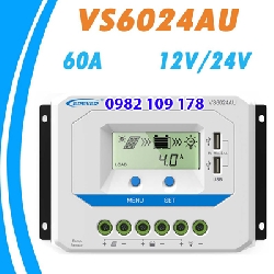 Điều khiển sạc năng lượng mặt trời 60A 12v-24v auto VS6024AU